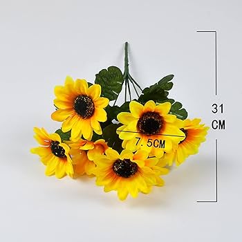 Amazon｜OKUSU-JP 造花 花束 ひまわり 5束35本 7本/束 人工観葉